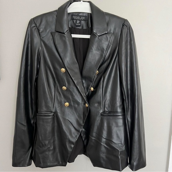 Rachel Zoe  black faux Leather Blazer size XL pre loved condition - Picture 1 of 7